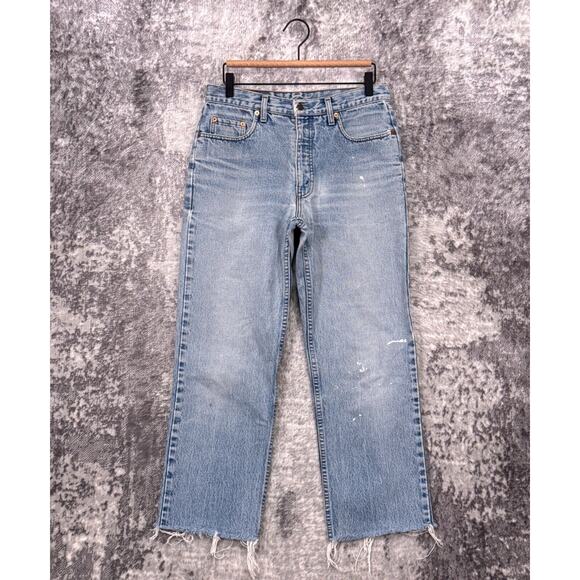 Vintage Levis Jeans 30 x 26 Mens Orange Tab Made In Italy Raw Hem Crop